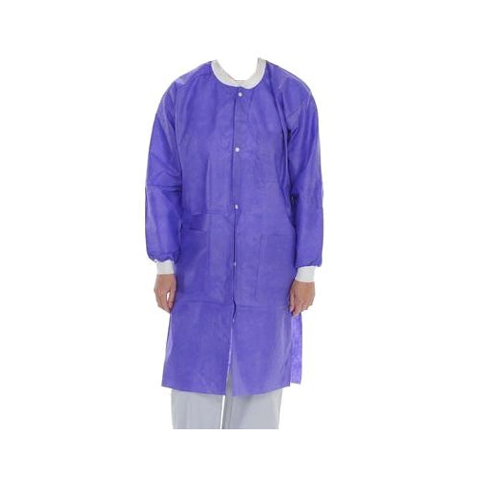 ValuMax ExtraSafe Knee-Length Lab Coat, Violet, X-Small, 3-Layer SMS, AAMI Level 3, Latex-Free, 10/Pk - ValuMax - Extrasafe Knee-Length Lab Coats Violet X-Small 10Pk - Image 1