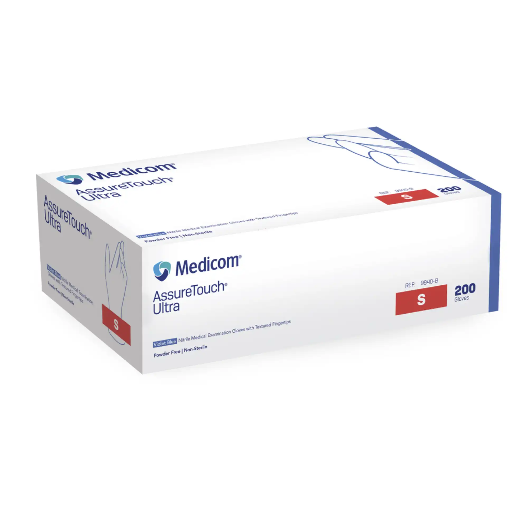 Medicom AssureTouch Ultra Nitrile Medical Examination Gloves, Powder-Free, Non-Sterile, Small, Violet Blue, 200/Box - AssureTouch Ultra Nitrile Medical Examination Glove, S, Violet Blue - Image 1