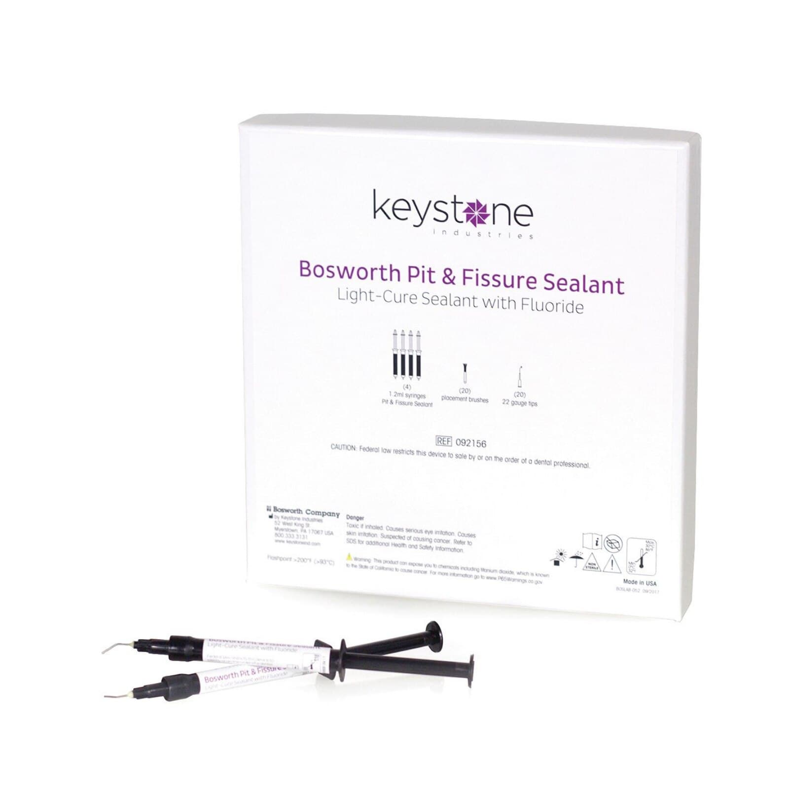 Bosworth Pit and Fissure Sealant with Fluoride, Light Cure, Kit of 4 (1.2 ml) Syringes with 20 (22 G) Tips, 092156 - Pit and Fissure Sealant with Fluoride - Pit and Fissure Sealant with Fluoride - Image 1