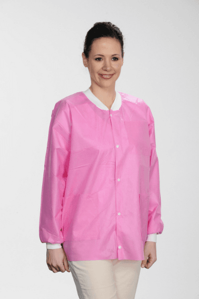 Extra-Safe Raspberry Lab Jacket, XXX-Large, Latex-Free, Fluid Resistant, AAMI Level 3, Hip Length, 10/Pk - Extra-Safe Raspberry Jacket XXX-Large Latex-Free Fluid Resistant AAMI Level 3 Pack of 10 - Image 1