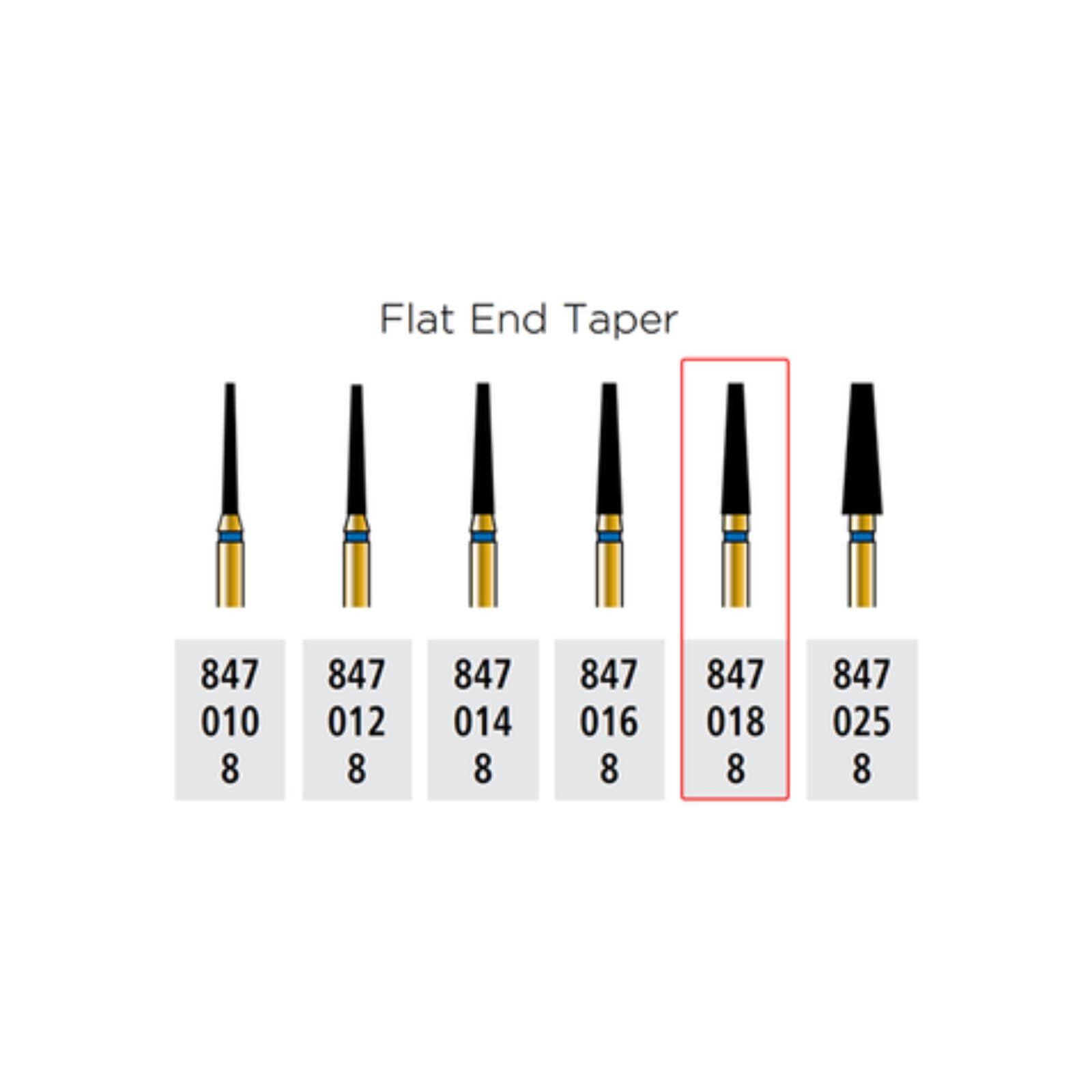 Alpen Diamond Bur, Friction Grip (FG), Coarse Grit, Flat End Taper, #847-025, 5/Pk - Alpen Diamond FG 847-025 - Image 1