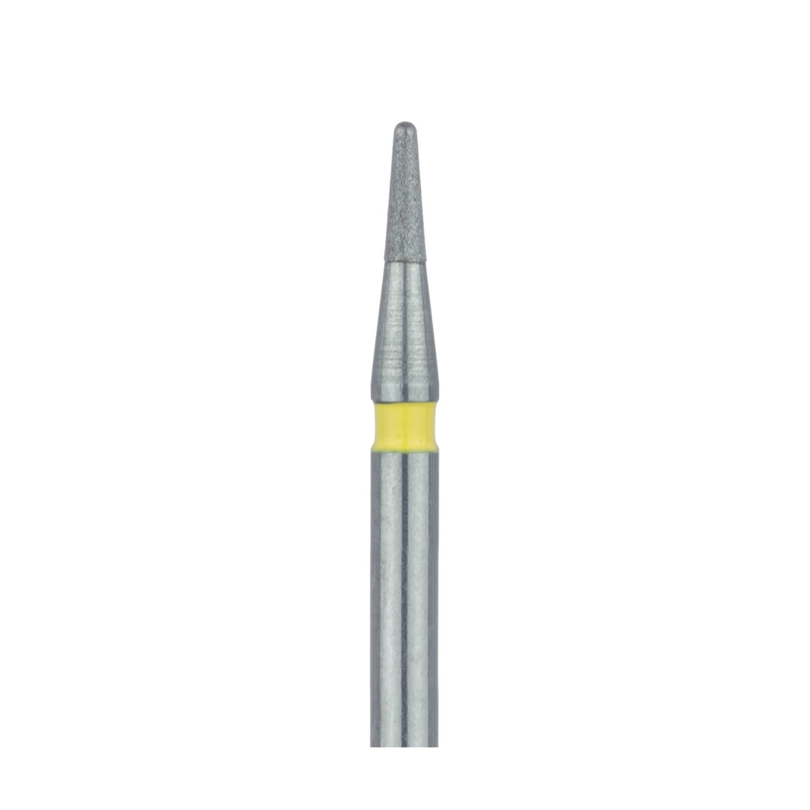 Meisinger 855LC-009-FG Diamond Bur, Round End Tapered Chamfer, Extra Fine (Yellow), 0.9 mm Head Diameter, Friction Grip, 5/Pack - Meisinger Diamonds 855LC-009-FG X-Fine 5/Pk - Image 1