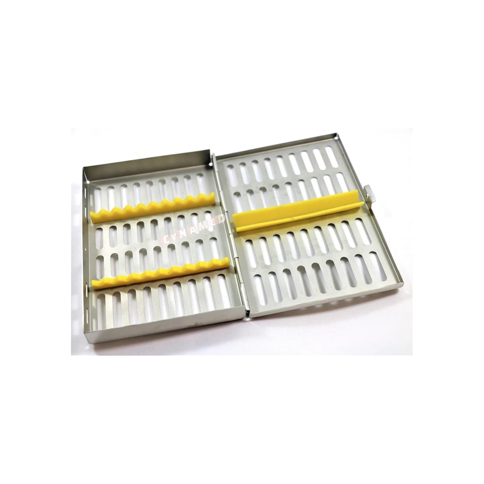 Nordent Sterilization Cassette, Stainless Steel, Medium, 10 Instrument Capacity, Banana, Single-Sided, Yellow, Autoclavable - Cassette Medium 10 Instrument - Image 1