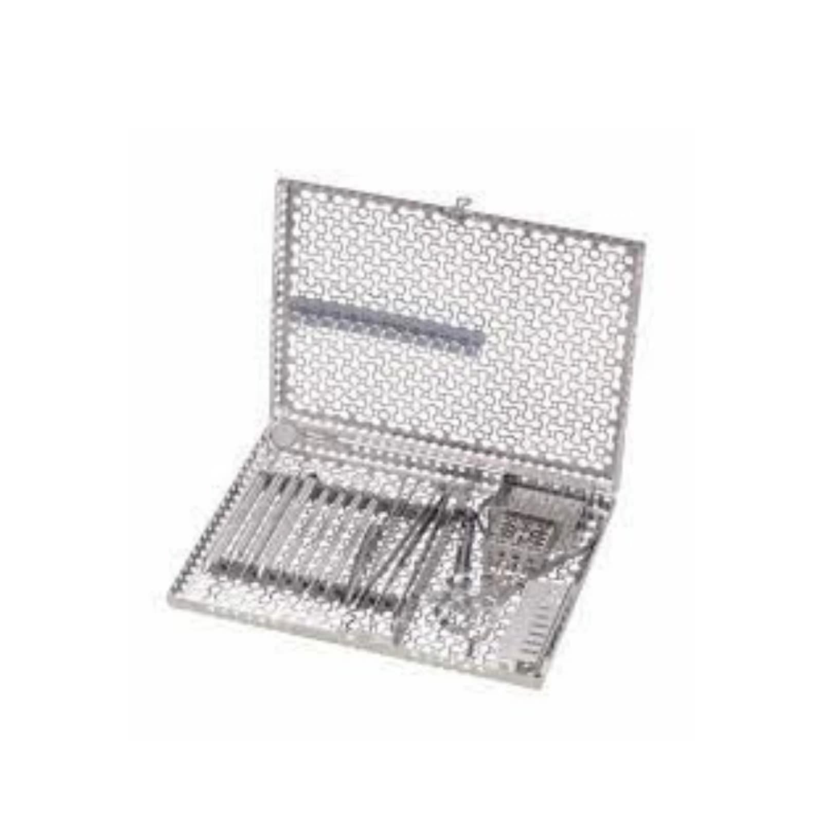 Nordent Large Sterilization Cassette, 13 Instruments with Divider, White, 8"W x 11"L x 1.25"H - Nordent Large, 13 Instrument plus 4"x 8" open area Sterilization Cassette - Image 1