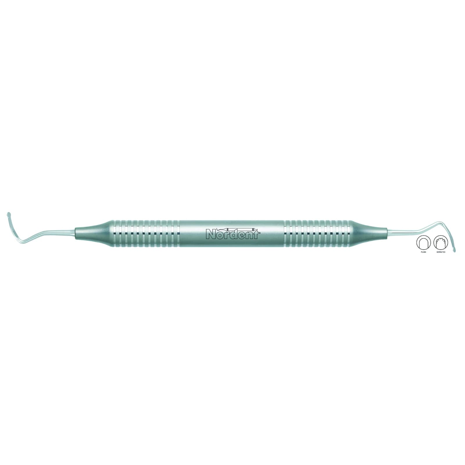 Nordent Gingival Cord Packer, Double-Ended, Serrated, #213 Anatomical 45° Offset Blades, DuraLite Round Handle, REGPNS213 - Gingival Cord Packer DE #213 Serrated Anatomical DuraLite Round Handle - Image 1