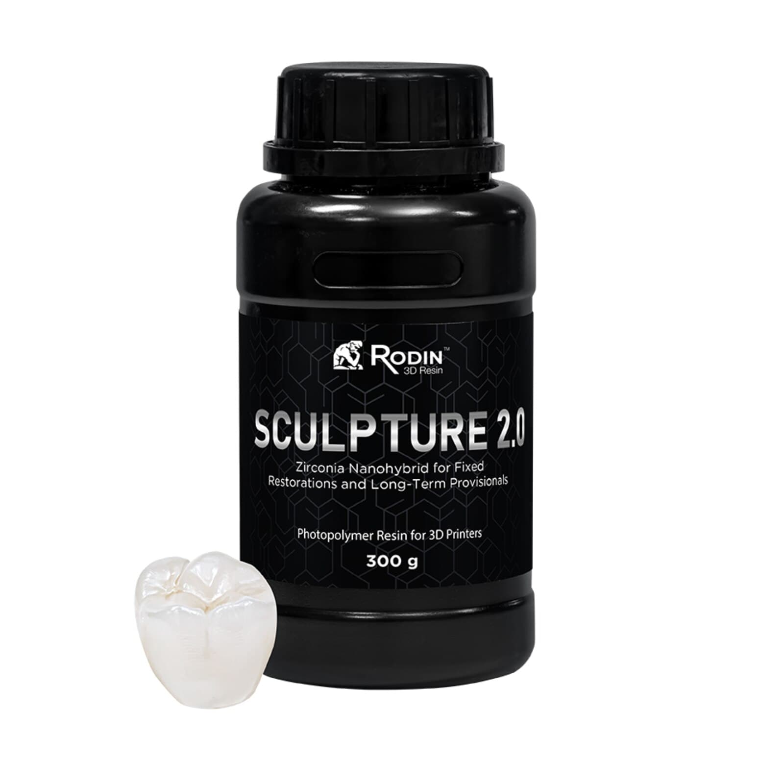 Pac-Dent Rodin Sculpture 2.0 Ceramic Nanohybrid 3D Resin, Shade A4, 300 g Bottle, 1/Pk, 23915 - Rodin Sculpture 2.0, Ceramic Nanohybrid, 3D Resins, A4, 300 Gr, 1/Pk, 23915 - Image 1