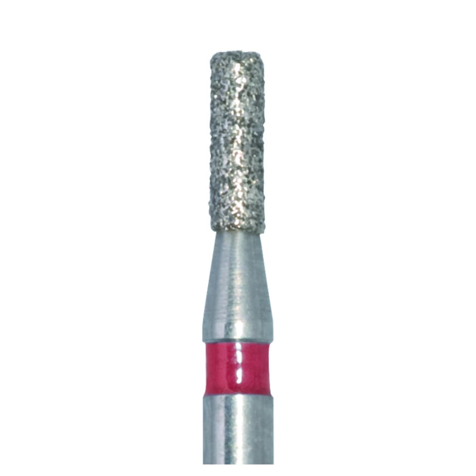 Meisinger 840F-012-FG Fine Grit Diamond Bur, Cylinder with Round End, Friction Grip, 1.2 mm Head Diameter, 4.0 mm Head Length, Red Ring, 5/Pkg - Diamond Instruments – FG, Fine, Red, Cylinder, Round End, 5/Pkg - 840F-012-FG, 1.2 mm Head Diameter, 4.0 mm Head Length - Image 1