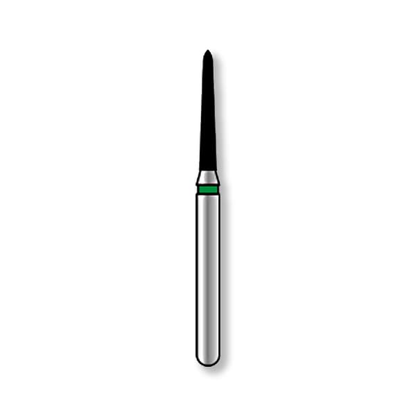 Alpen® x1 Single-Use Diamond Bur FG #878K-012, Tapered Pointed End, Coarse Grit, Green, 2.1mm, 25/Bx - Alpen® Single-Use Diamonds FG # 878K Tapered Pointed End 2.1mm Coarse Green Pkg/25 - Image 1