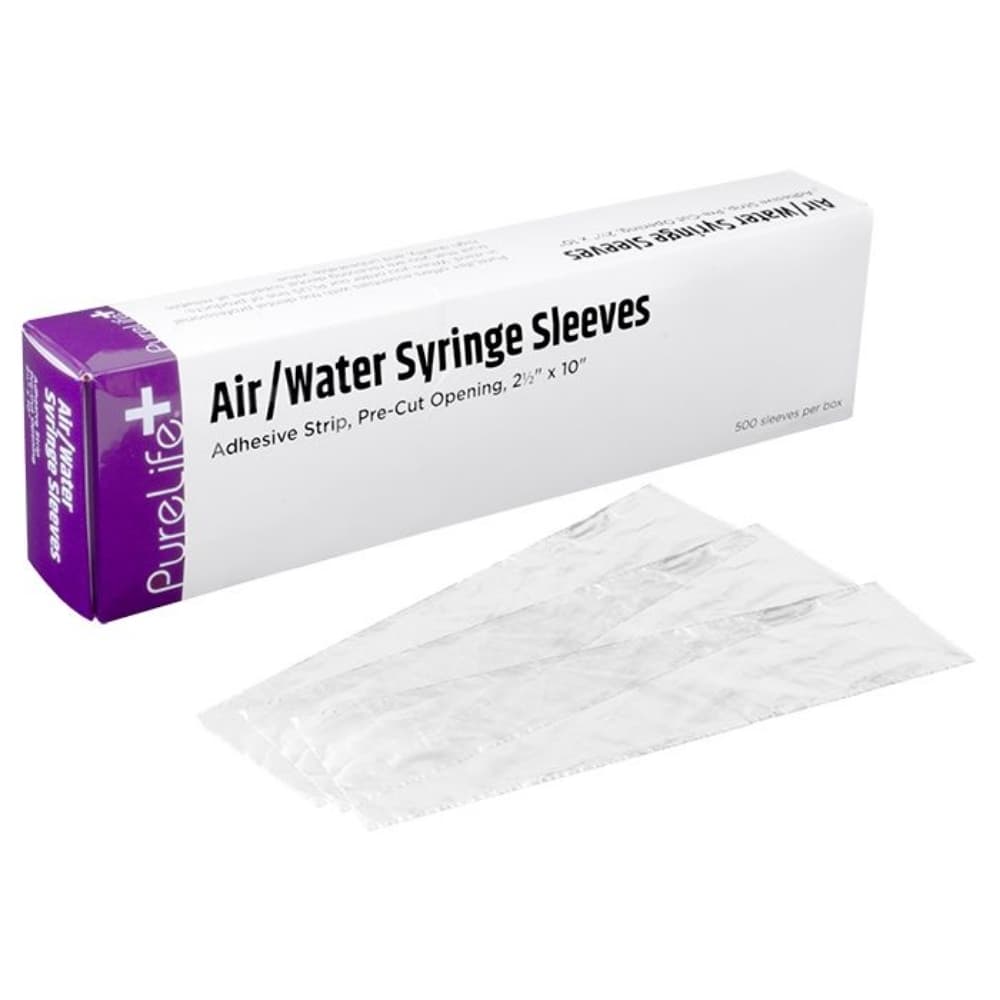 PureLife+ Air/Water Syringe Sleeves, 2 1/2" x 10", Pre-Cut Opening, Clear Plastic, 500/Bx - PureLife+ 2 1/2" x 10" Air/Water Syringe Sleeves with Pre-Cut Opening, 500/Bx - Image 1